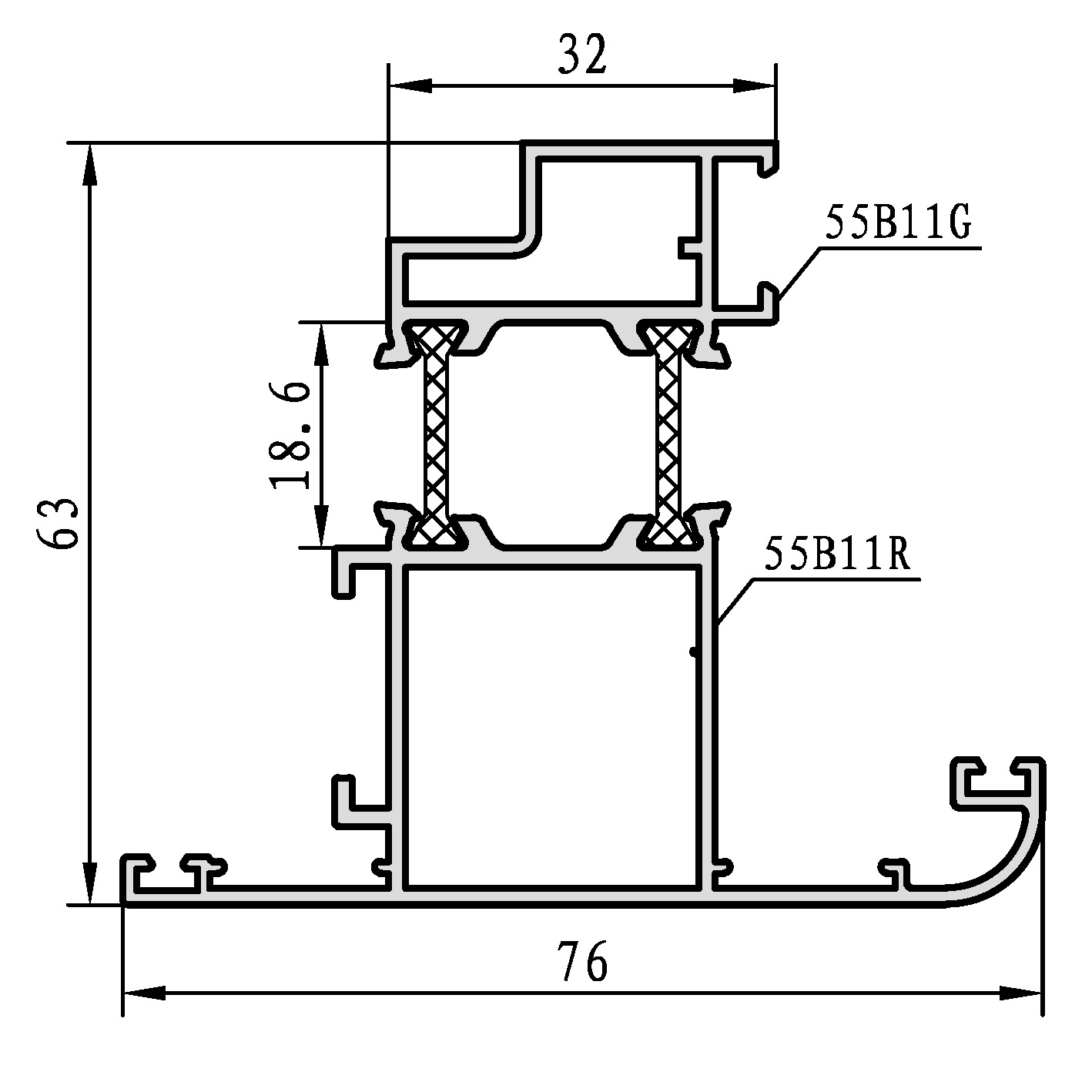 FT55B  series side-hung window A